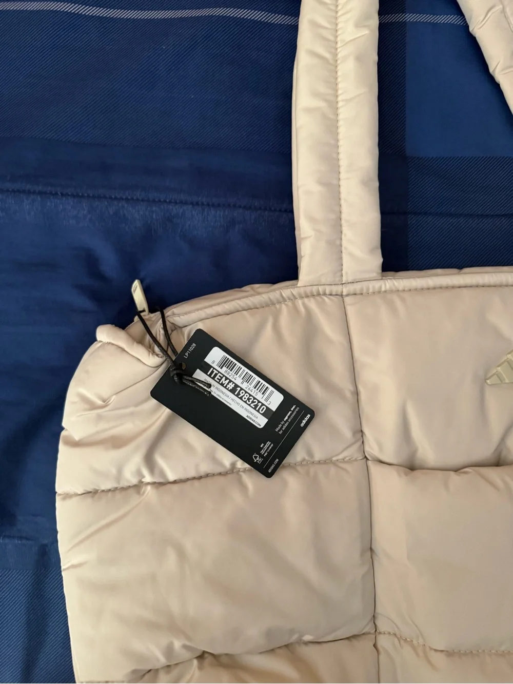 adidas Quilted Puffer Tote Bag in Light Beige